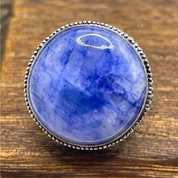 Blue Solar Quartz Ring 925 - Picture 1 of 8